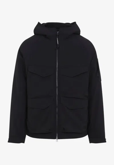 C.p. Company C.p.company Total Eclipse Shell Padded Hooded Lens Jacket In Black
