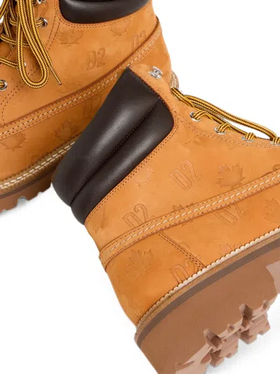Dsquared2 D2 Monogram Ankle Boots In Orange