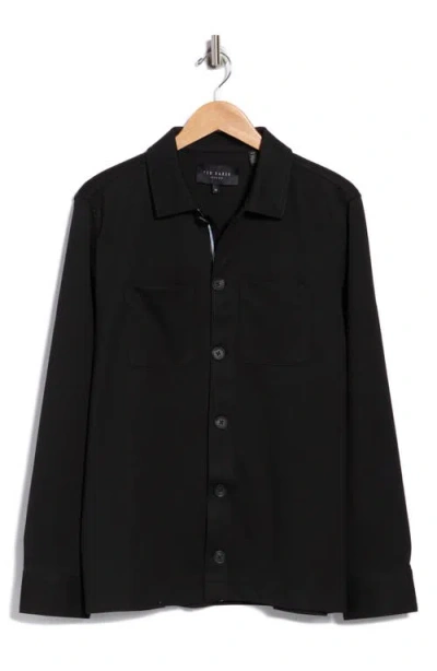 Ted Baker Button Front Shirt Jacket In Black