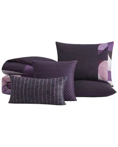 Bebejan 220 Thread Count Orchid Matrix Reversible Comforter Set In Purple