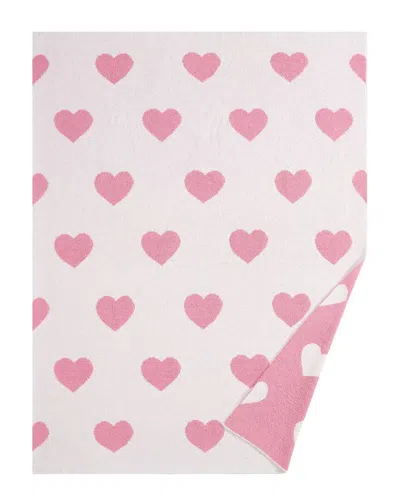 Truly Soft Cozy Hearts Reversible Throw In Pink