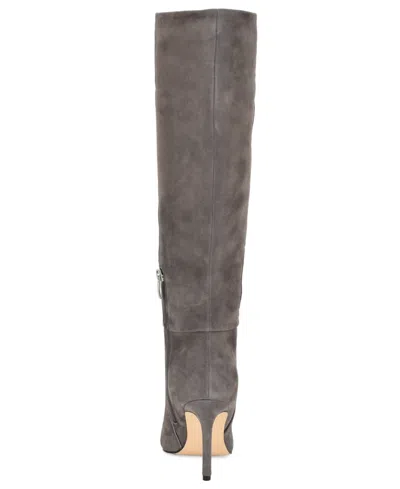 Nine West Gerty Pointed Toe Knee High Boot In Dark Gray Suede