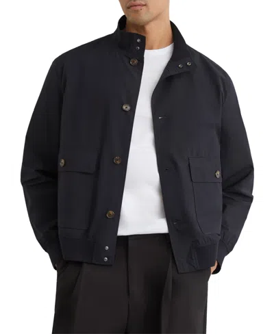 Reiss Navy Technical Button-through Bomber Jacket In Blue