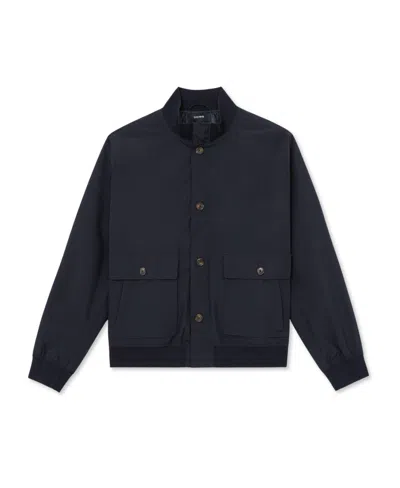 Reiss Navy Technical Button-through Bomber Jacket In Blue