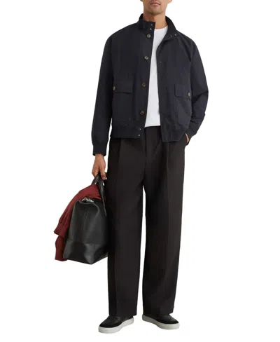Reiss Navy Technical Button-through Bomber Jacket In Blue