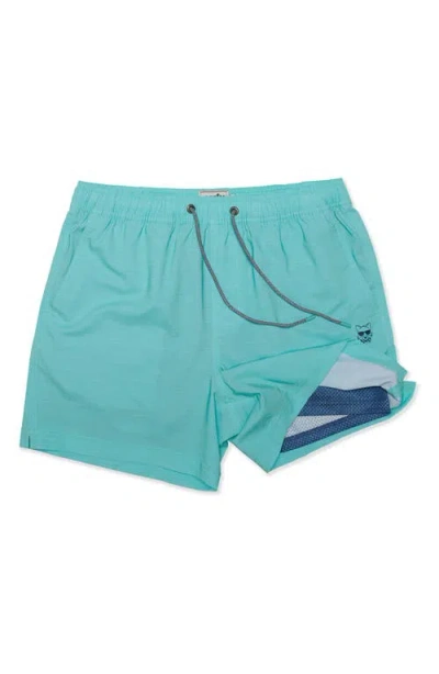 Party Pants Happy Hour Solid Swim Trunks In Blue