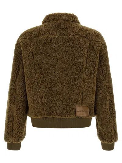 Dsquared2 Teddy Oversized Jean Jacket In Brown