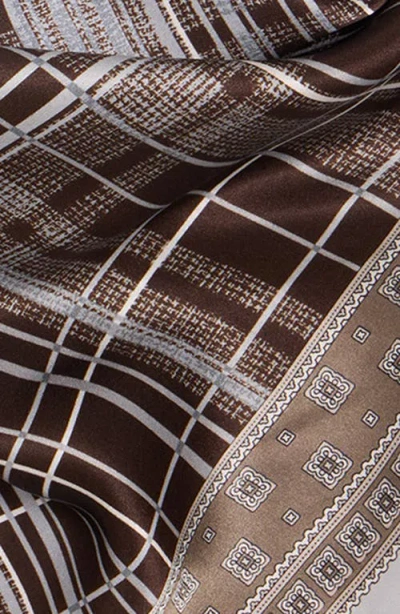 Acne Studios Volta Check Organic Silk Square Scarf In Brown