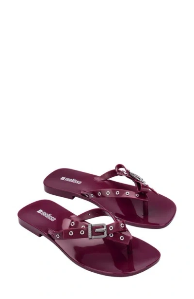 Melissa Harmonic Squared Eyelet-embellished Flip-flops In Purple