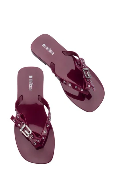 Melissa Harmonic Squared Eyelet-embellished Flip-flops In Purple