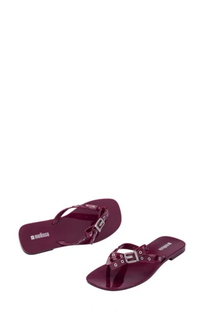 Melissa Harmonic Squared Eyelet-embellished Flip-flops In Purple