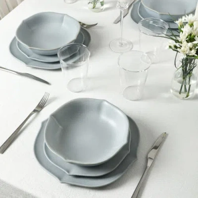 Stone Lain Baskerville Stoneware 32-piece Dinnerware Set, Includes Glassware In Blue