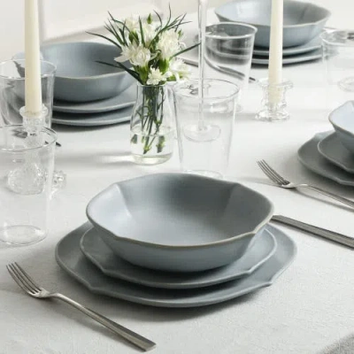 Stone Lain Baskerville Stoneware 32-piece Dinnerware Set, Includes Glassware In Blue