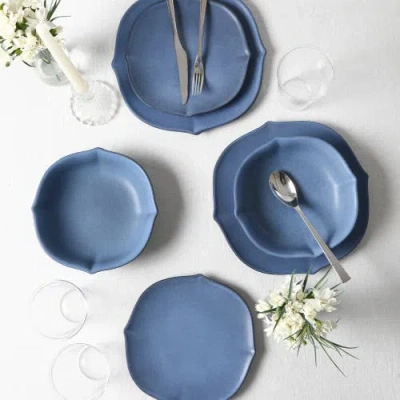 Stone Lain Baskerville Stoneware 32-piece Dinnerware Set, Includes Glassware In Blue