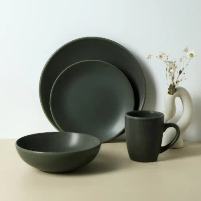 Stone Lain Grao Stoneware 16-piece Dinnerware Set In Green