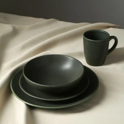 Stone Lain Grao Stoneware 16-piece Dinnerware Set In Green