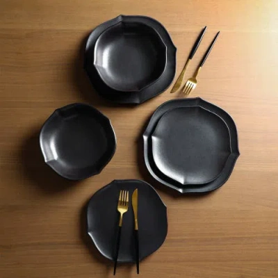 Stone Lain Baskerville 24-piece Dinnerware Set Stoneware In Black