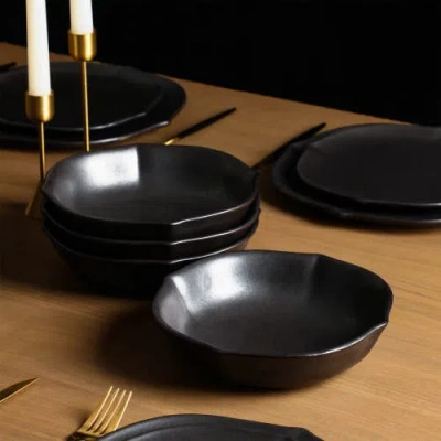 Stone Lain Baskerville 24-piece Dinnerware Set Stoneware In Black