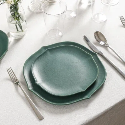 Stone Lain Baskerville Stoneware 32-piece Dinnerware Set, Includes Glassware In Green