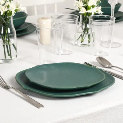 Stone Lain Baskerville Stoneware 32-piece Dinnerware Set, Includes Glassware In Green