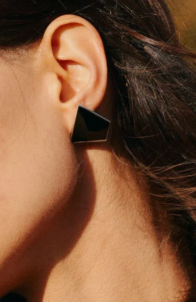 Retro Chic Echo Ear Studs In Black