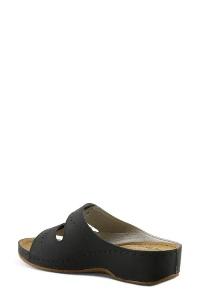 Flexus By Spring Step Double Strap Wedge Sandal In Black
