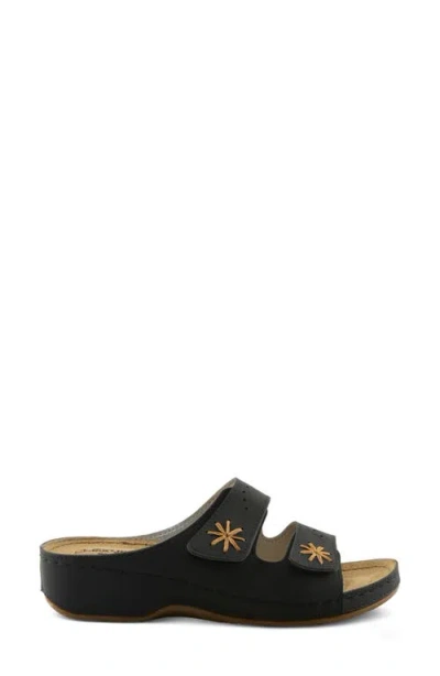 Flexus By Spring Step Double Strap Wedge Sandal In Black