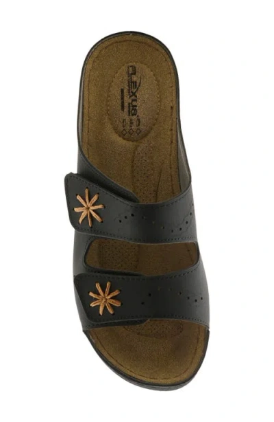 Flexus By Spring Step Double Strap Wedge Sandal In Black