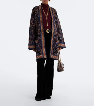 Etro Paisley-pattern Belted Jacket In Brown