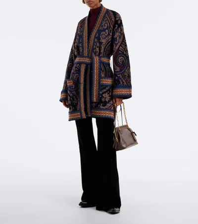 Etro Paisley-pattern Belted Jacket In Brown