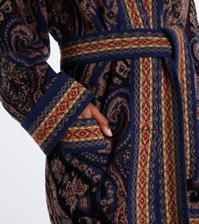 Etro Paisley-pattern Belted Jacket In Brown