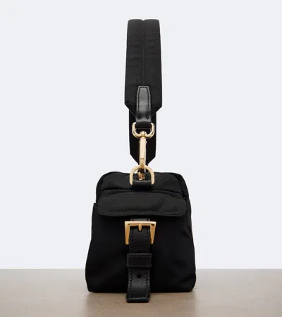 Prada Explore Small Re-nylon And Leather Shoulder Bag In Black