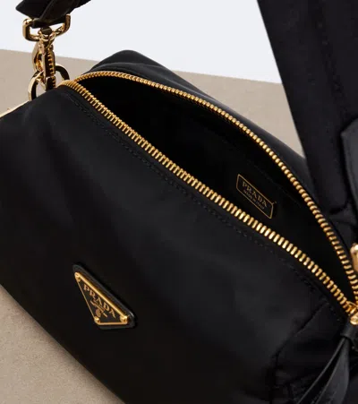 Prada Explore Small Re-nylon And Leather Shoulder Bag In Black