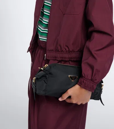 Prada Explore Small Re-nylon And Leather Shoulder Bag In Black
