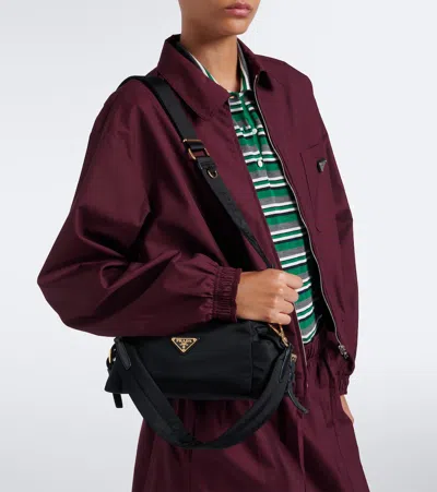 Prada Explore Small Re-nylon And Leather Shoulder Bag In Black