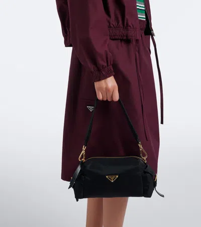 Prada Explore Small Re-nylon And Leather Shoulder Bag In Black
