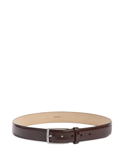 Sandro Glazed Leather Belt In 브라운