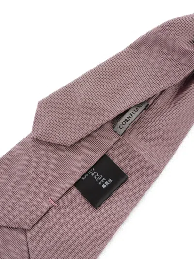 Corneliani Checked Silk Ascot Tie In Brown