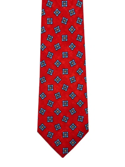 Kiton Floral-pattern Silk Tie In Red