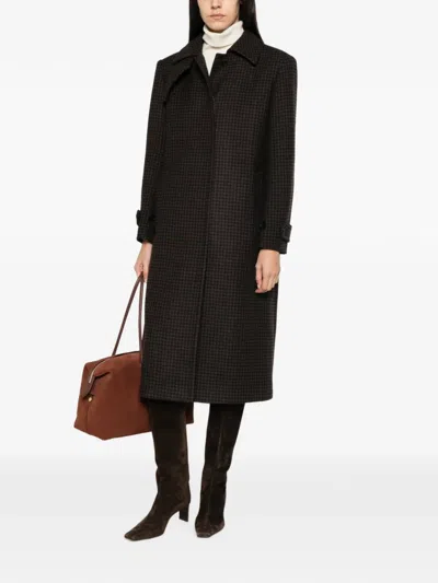 Tagliatore Bethany Coat With Houndstooth Pattern In Brown