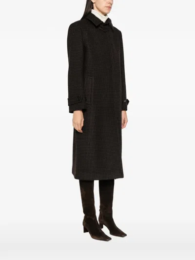 Tagliatore Bethany Coat With Houndstooth Pattern In Brown