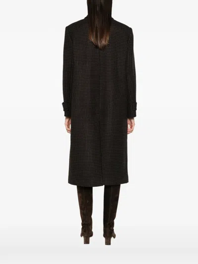 Tagliatore Bethany Coat With Houndstooth Pattern In Brown