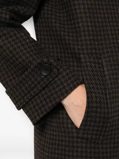 Tagliatore Bethany Coat With Houndstooth Pattern In Brown