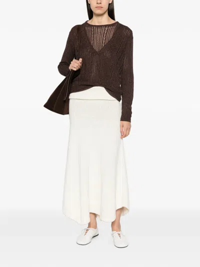 Aya Muse Zula Double-layer Sweater In Brown