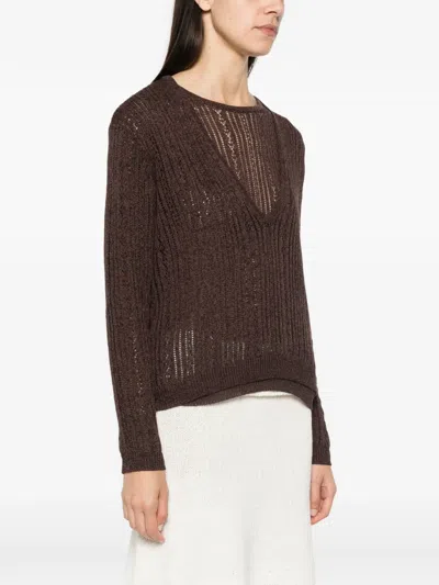 Aya Muse Zula Double-layer Sweater In Brown