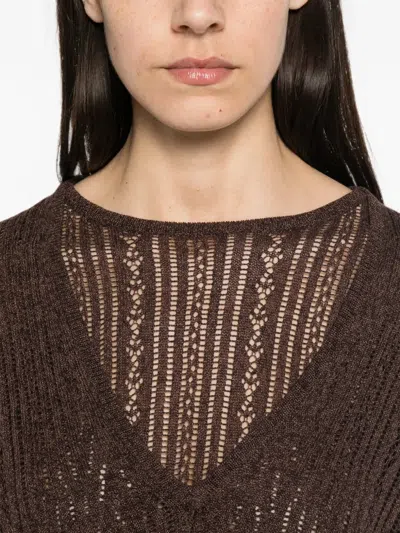 Aya Muse Zula Double-layer Sweater In Brown
