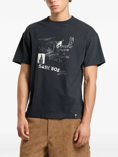 Palm Angels Surf Boy Regular T-shirt In Black