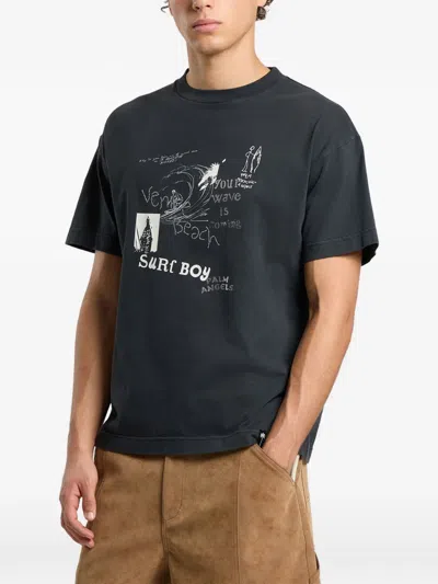 Palm Angels Surf Boy Regular T-shirt In Black
