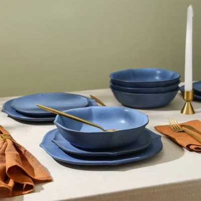 Stone Lain Baskerville Stoneware 12-piece Dinnerware Set In Blue