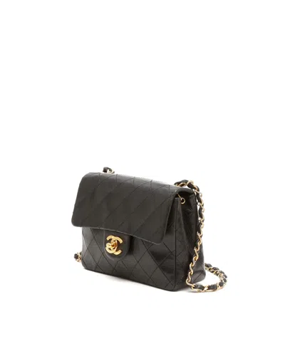 Chanel Mini Square Single Flap Bag In Black